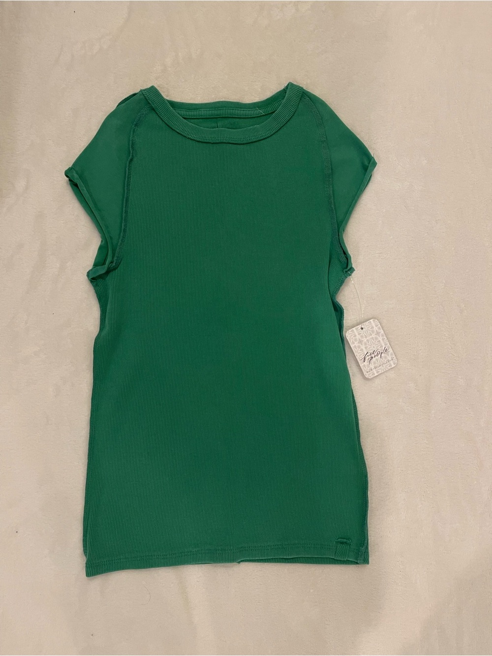 We The Free Green Ribbed Cap Sleeve Tank